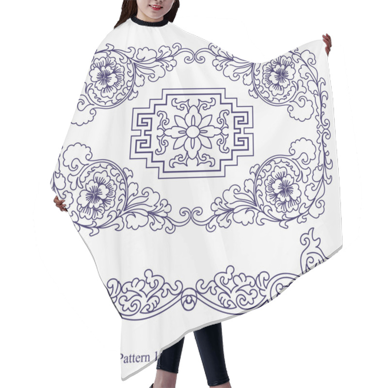 Personality  Ancient Chinese Pattern Of Round Curve Spiral Flower Border Hair Cutting Cape