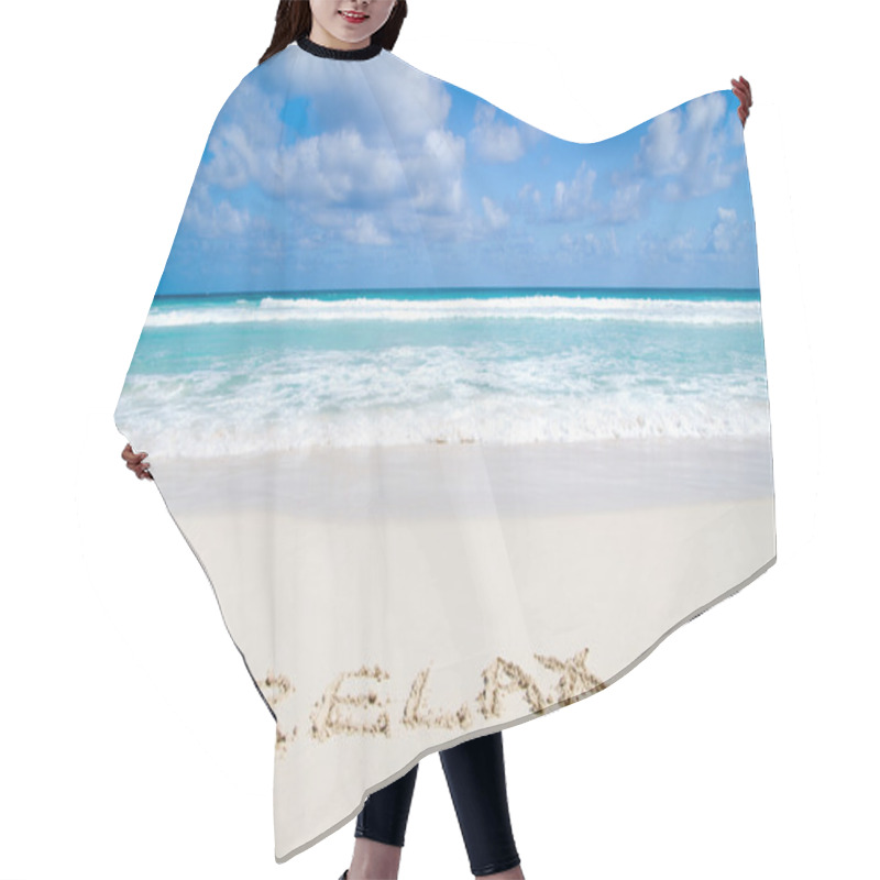 Personality  Word Relax On Sand Beach Hair Cutting Cape