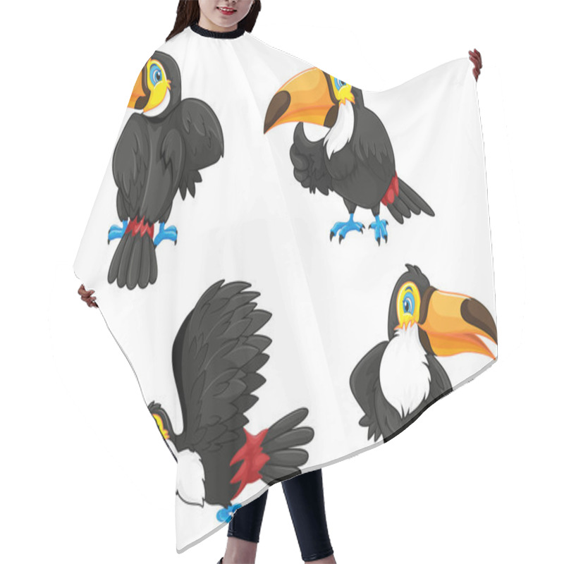 Personality  Four Toucans In Different Poses Hair Cutting Cape