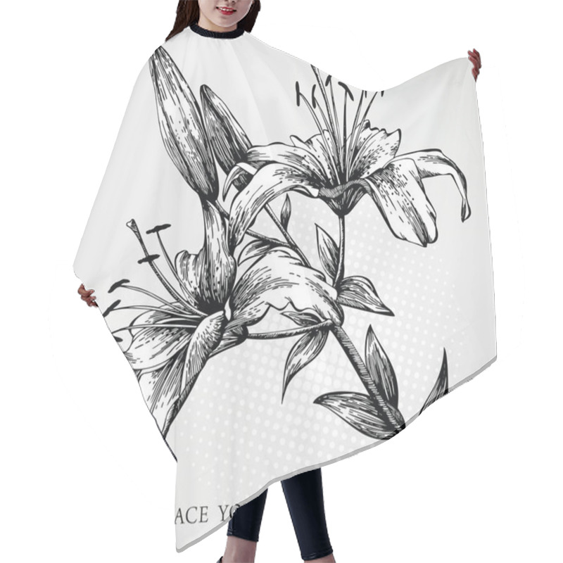 Personality  Blooming Tiger Lily Hand Drawn Hair Cutting Cape