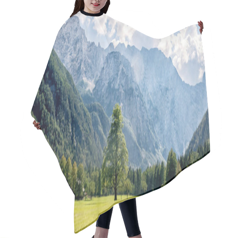 Personality  Mountain Valley With Green Trees Hair Cutting Cape