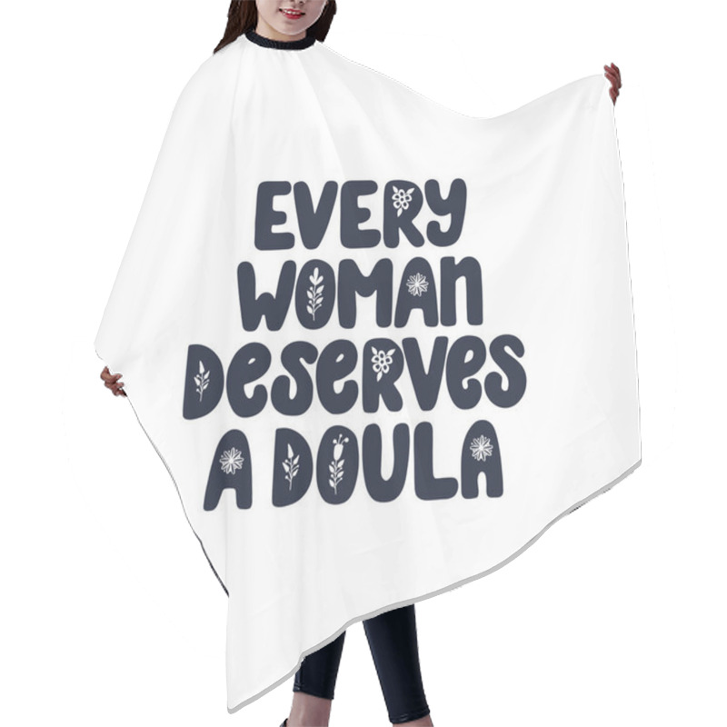 Personality  Doula Lettering Phrase. Vector Logo Illustration About Childbirth Partner. Design Element For Cards, Banners, And Flyers. Hair Cutting Cape