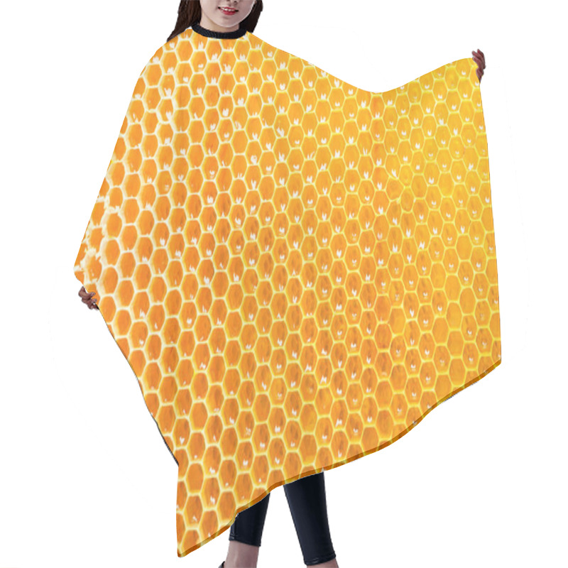 Personality  Honeycombs With Sweet Golden Honey On Whole Background, Close Up Hair Cutting Cape