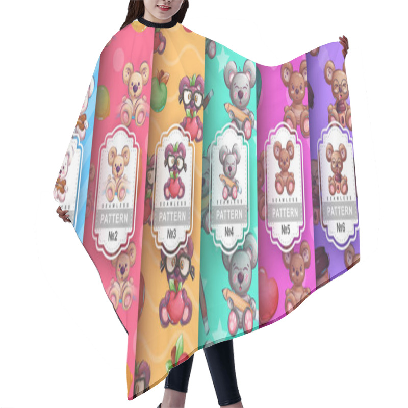 Personality  Set Bear Animal Seamless Pattern And Cartoon Character Hair Cutting Cape