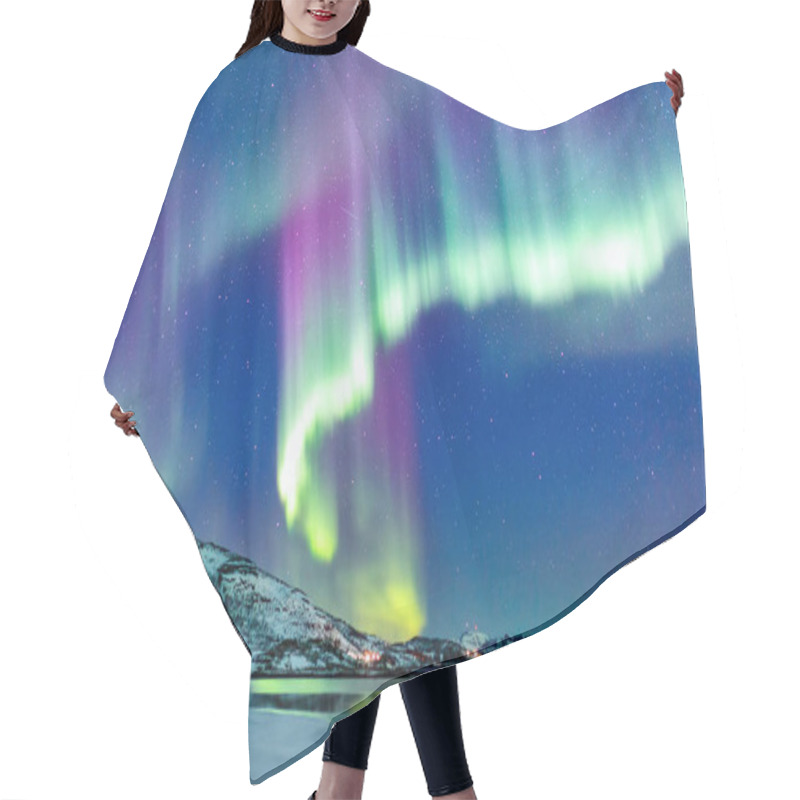 Personality  Incredible Northern Lights Aurora Borealis Activity Above The Coast In Norway Hair Cutting Cape