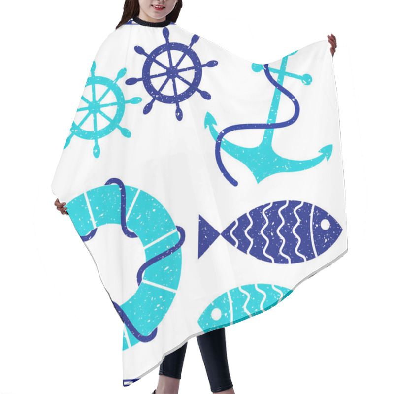 Personality  Anchor And Ship Wheels Hair Cutting Cape