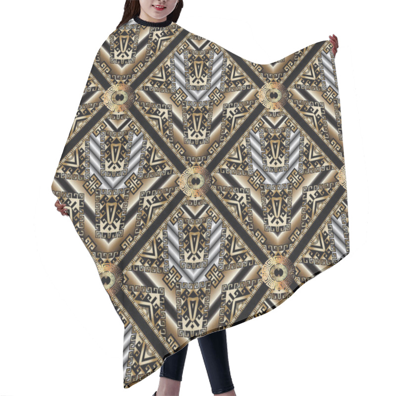 Personality  Geometric Meander Greek Key Seamless Pattern Hair Cutting Cape