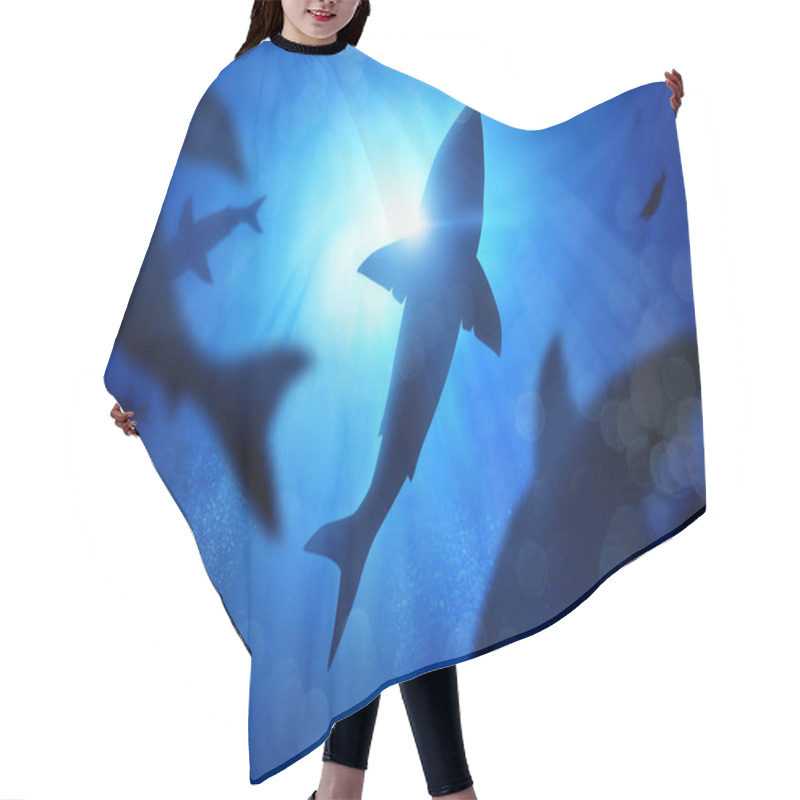 Personality  School Of Sharks Under The Waves Hair Cutting Cape