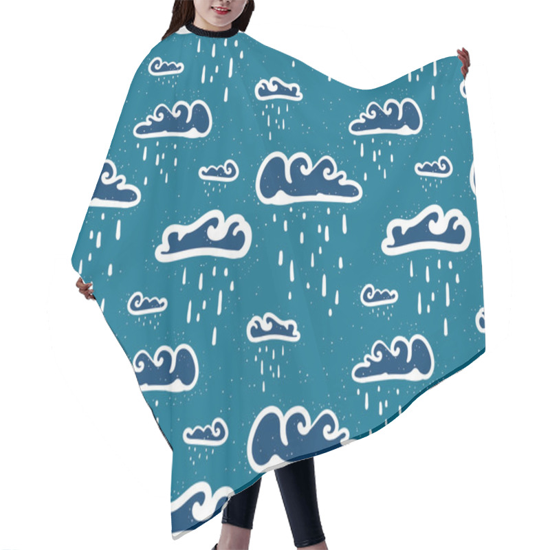 Personality  Hand Drawn Clouds Doodle Seamless Pattern. Hair Cutting Cape