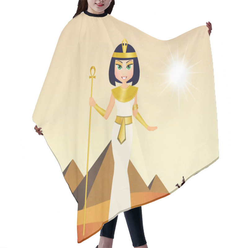 Personality  Illustration Of Cleopatra Cartoon Hair Cutting Cape