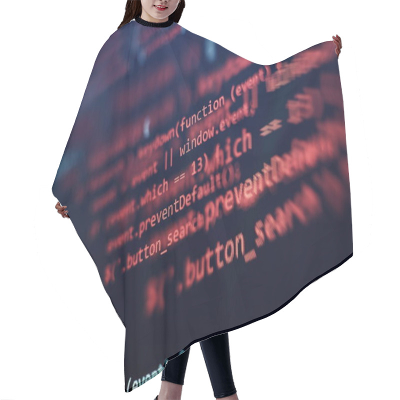 Personality  IT Business. Python Code Computer Screen. Mobile Application Design Concept. Hair Cutting Cape