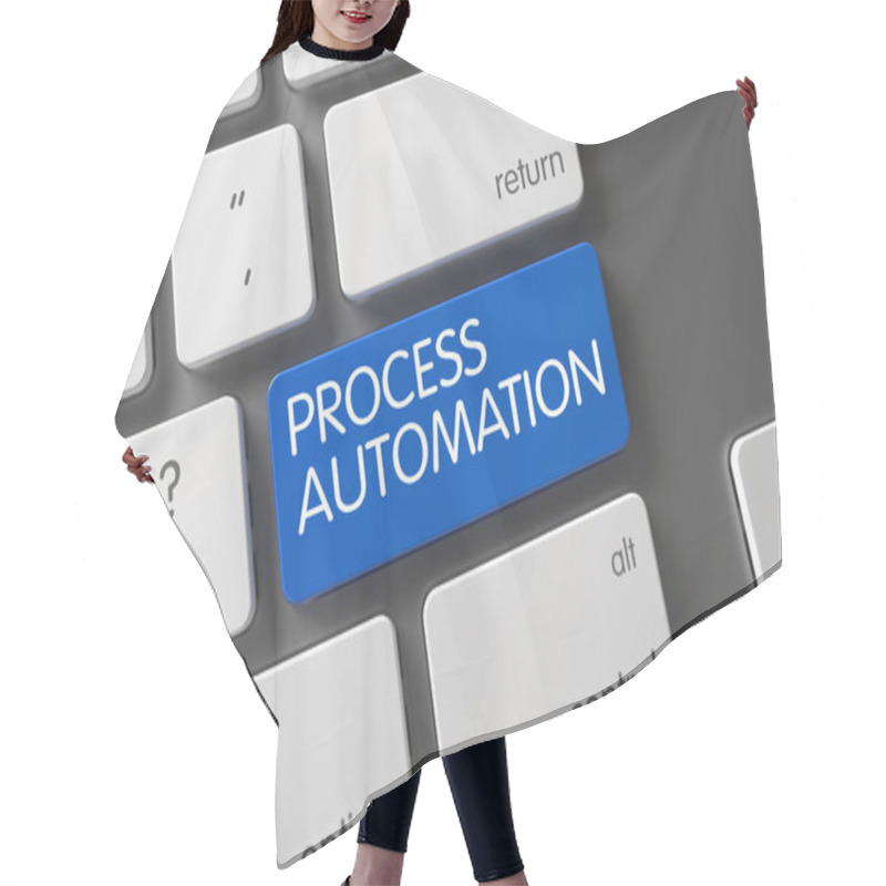 Personality  Process Automation CloseUp Of Keyboard. 3D. Hair Cutting Cape