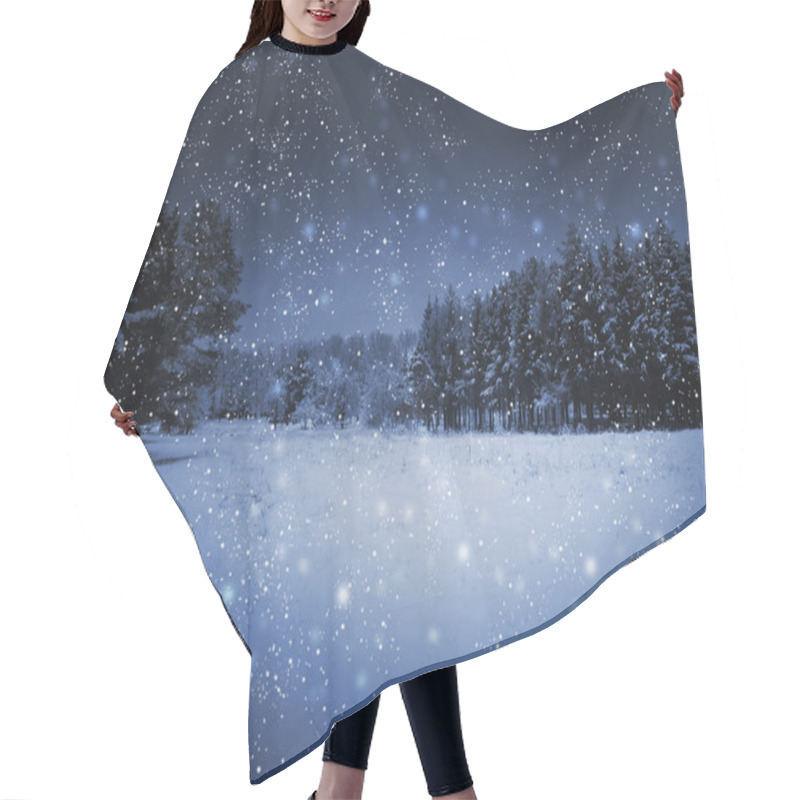 Personality  Night Park And Many Snowflakes Hair Cutting Cape