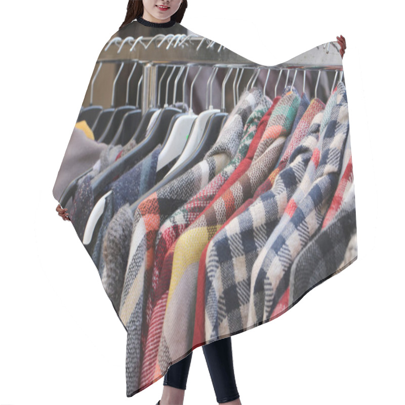 Personality  Used Clothes Used In The Coat Hangers Of A Flea Market Outdoor Hair Cutting Cape