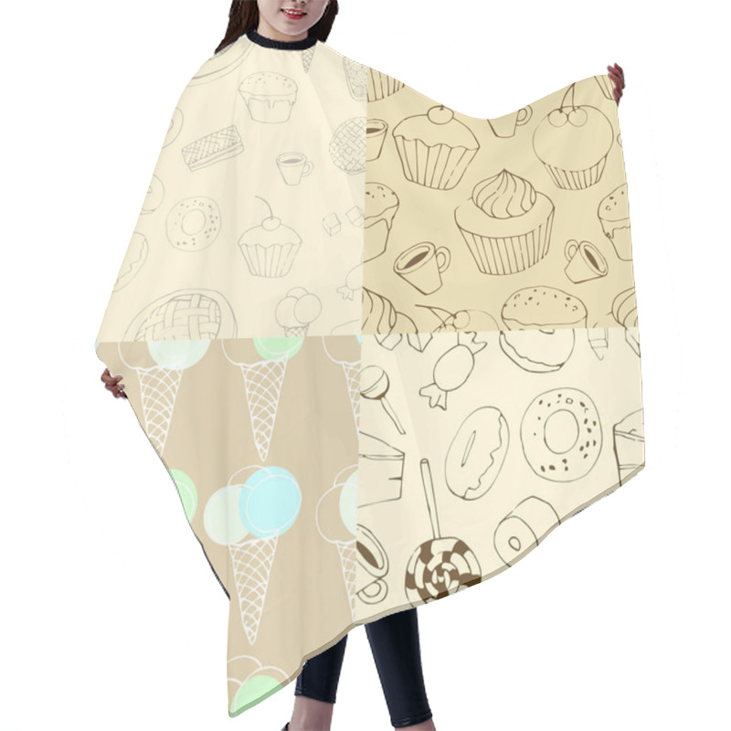 Personality  Seamless Patterns With Sweets Hair Cutting Cape