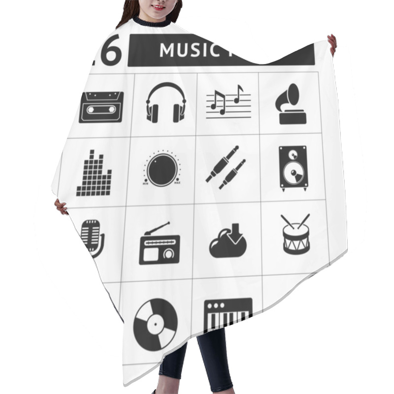 Personality  Set Icons Of Music And Sound Hair Cutting Cape