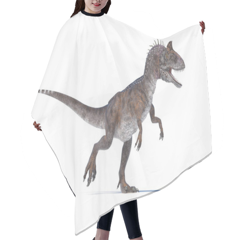 Personality  Cryolophosaurus Dinosaur Stands Upright On Two Legs With Its Mouth Open As If Roaring On White Background.  THIS IS A 3D RENDER ILLUSTRATIO Hair Cutting Cape