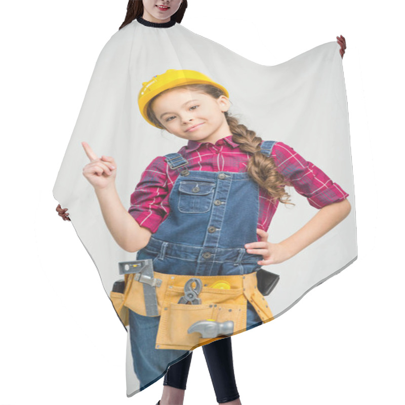 Personality  Little Girl In Tool Belt Hair Cutting Cape