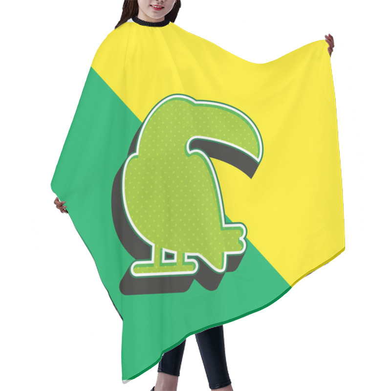 Personality  Big Toucan Green And Yellow Modern 3d Vector Icon Logo Hair Cutting Cape