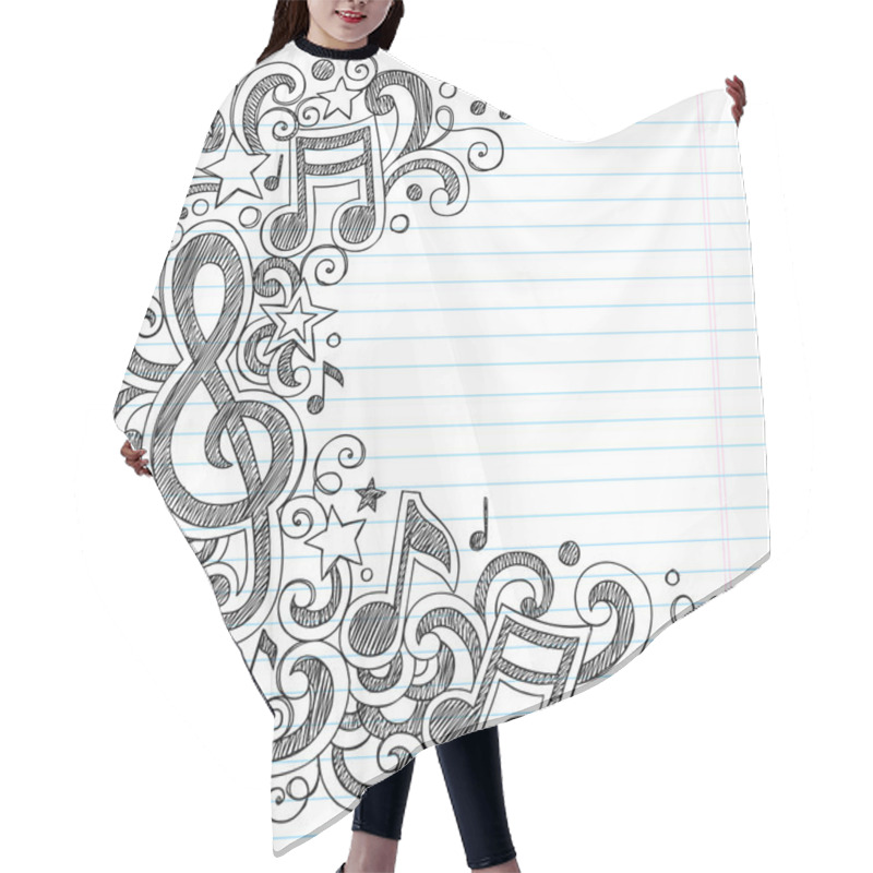 Personality  I Love Music Back To School Sketchy Notebook Doodles Hair Cutting Cape