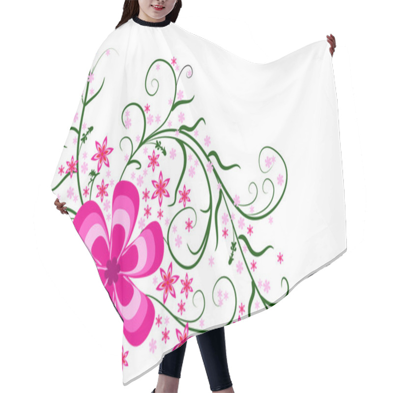 Personality  Pink Floral Corner Design Hair Cutting Cape