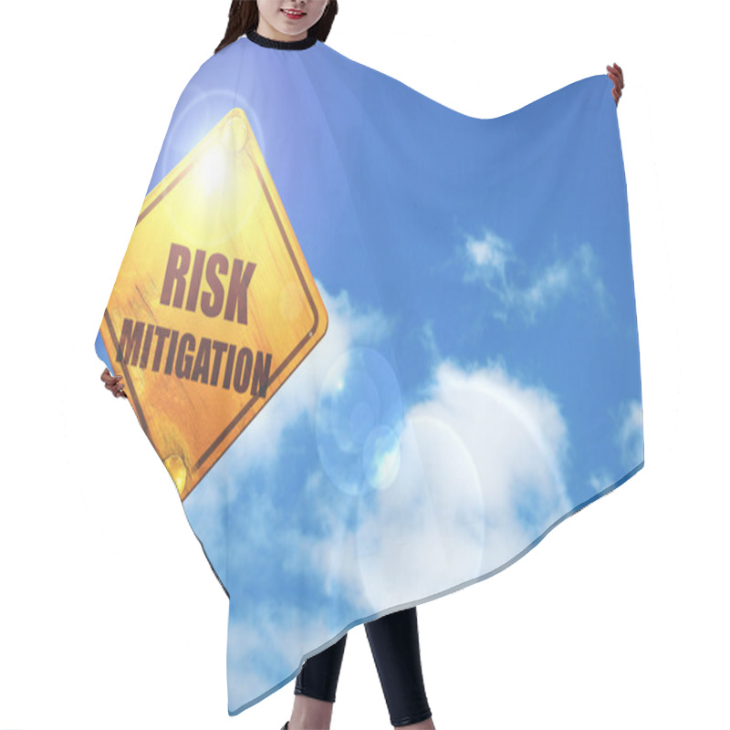 Personality  Yellow Road Sign With A Blue Sky And White Clouds: Risk Mitigati Hair Cutting Cape