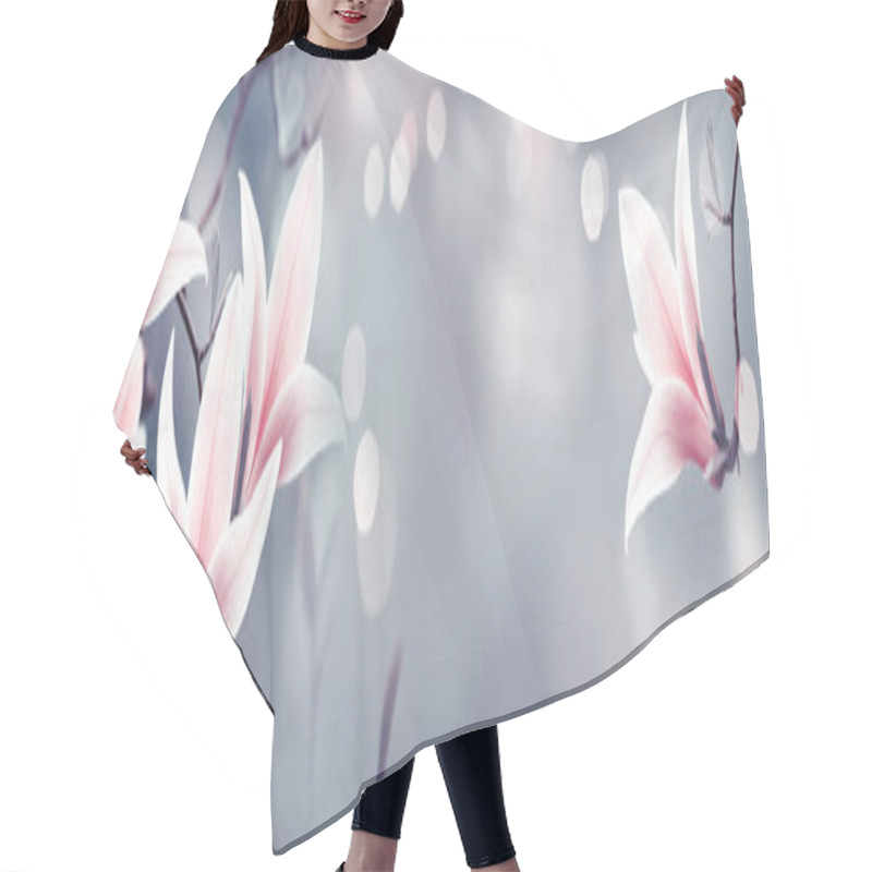 Personality  Mysterious Spring Background With Blooming Magnolia Flowers Hair Cutting Cape