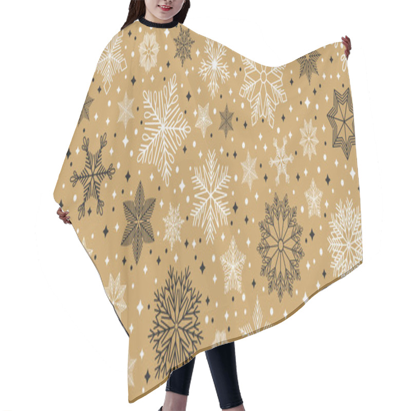 Personality  Christmas Seamless Pattern With Geometric Motifs. Snowflakes With Different Ornaments. Hair Cutting Cape