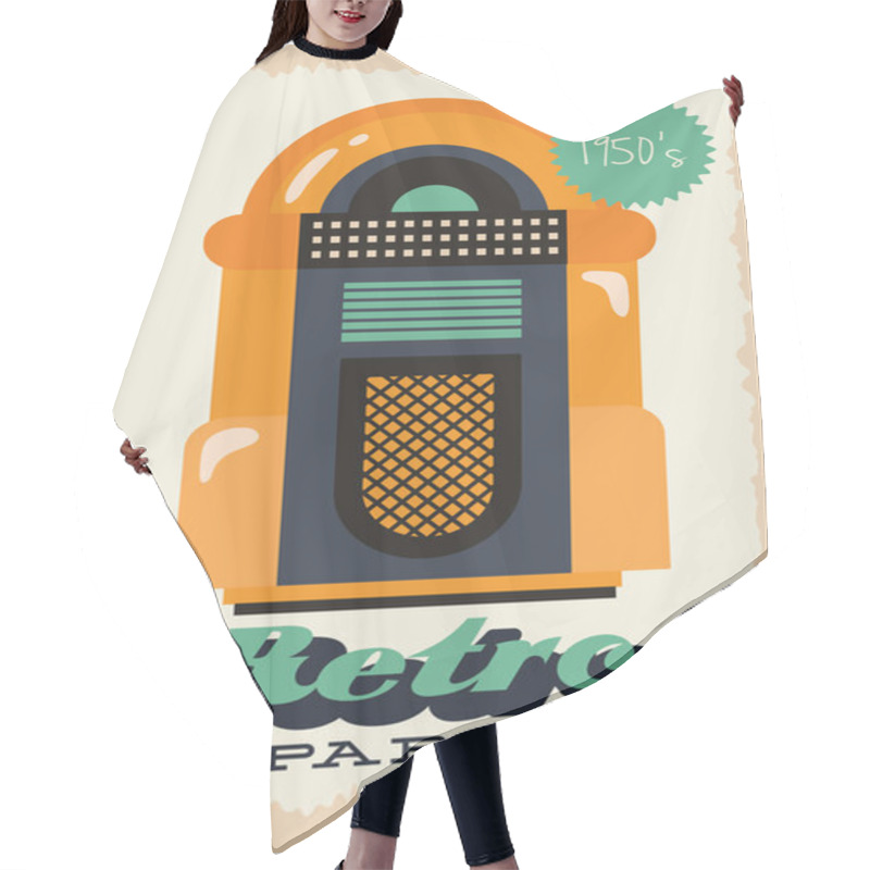 Personality  Party Retro Style Poster With Jukebox And Entrance Price Hair Cutting Cape