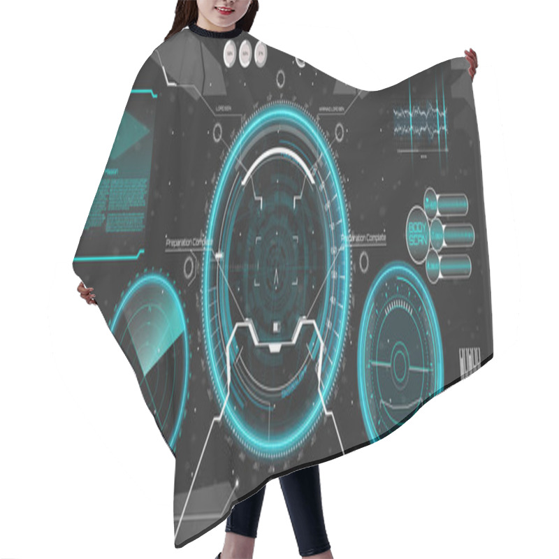 Personality  Futuristic VR Head-up Display Design.  HUD UI  Hair Cutting Cape