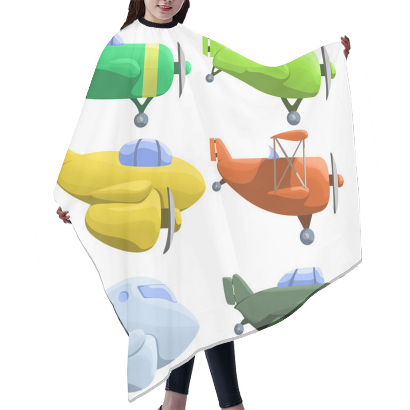 Personality  Illustration Of Set Of Six Different Planes Hair Cutting Cape