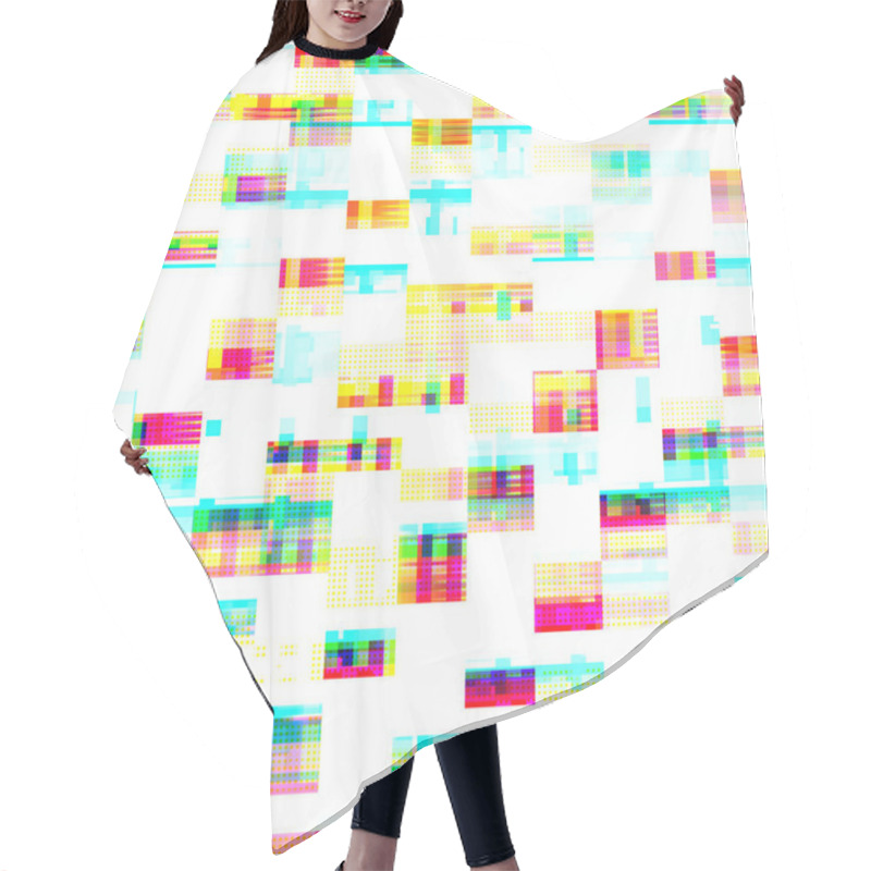 Personality  Digital Vibrant Glitch Effect. Hair Cutting Cape