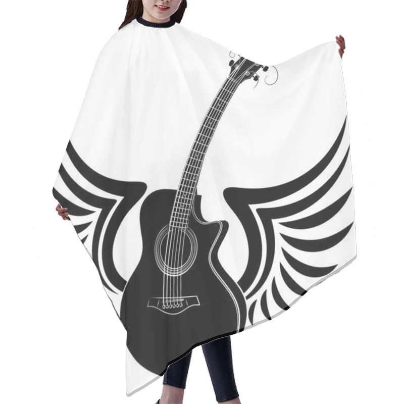 Personality  Sketch Of A Classical Variety Guitar With Wings. Hair Cutting Cape