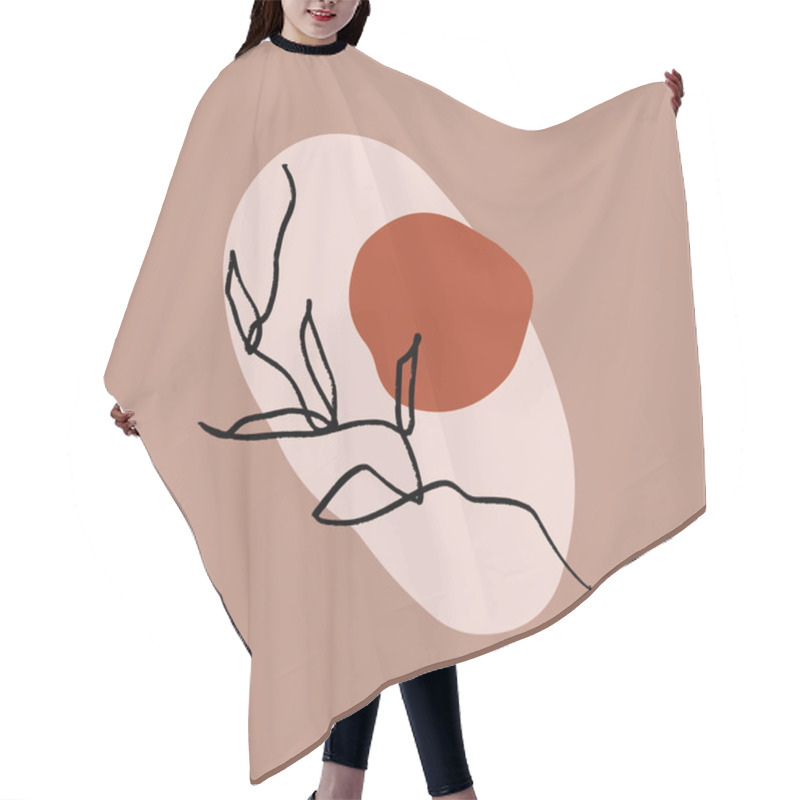 Personality  Drawing Floral Ink Sketch Doodle Style Mono Line Floral Branding Cover Brush Strokes Beige Brown Modern Abstract Art Scandinavian Style Terracotta Palette Background Handdrawn Graphic Terrazzo Element Hair Cutting Cape