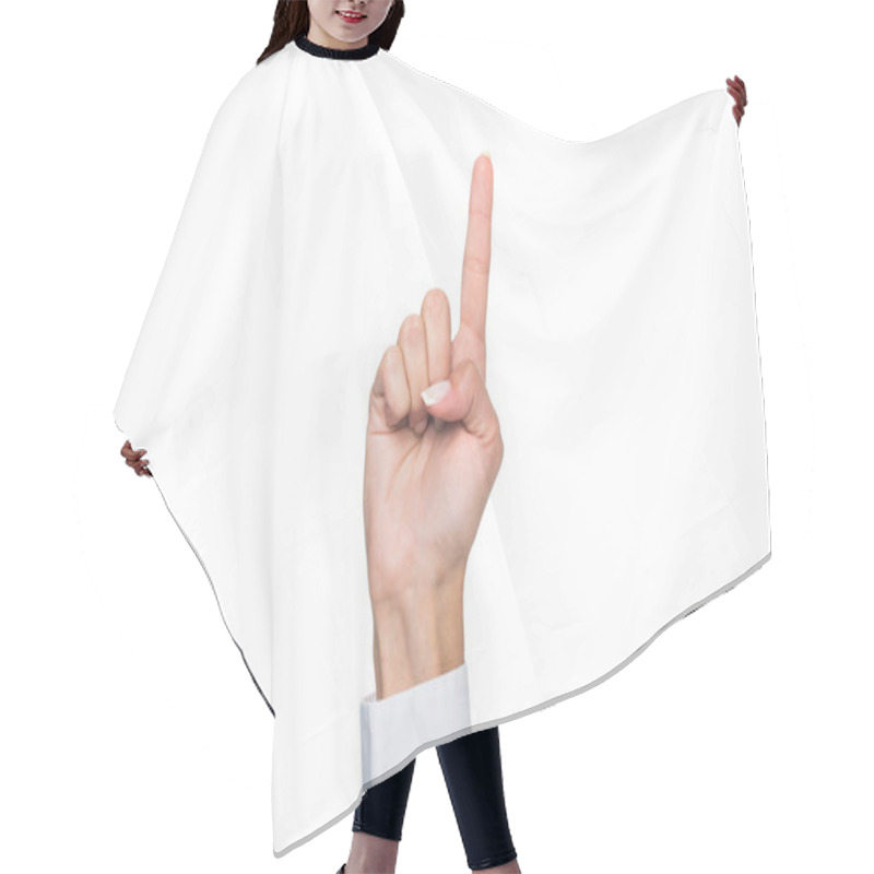 Personality  Person Pointing Up With Finger Hair Cutting Cape