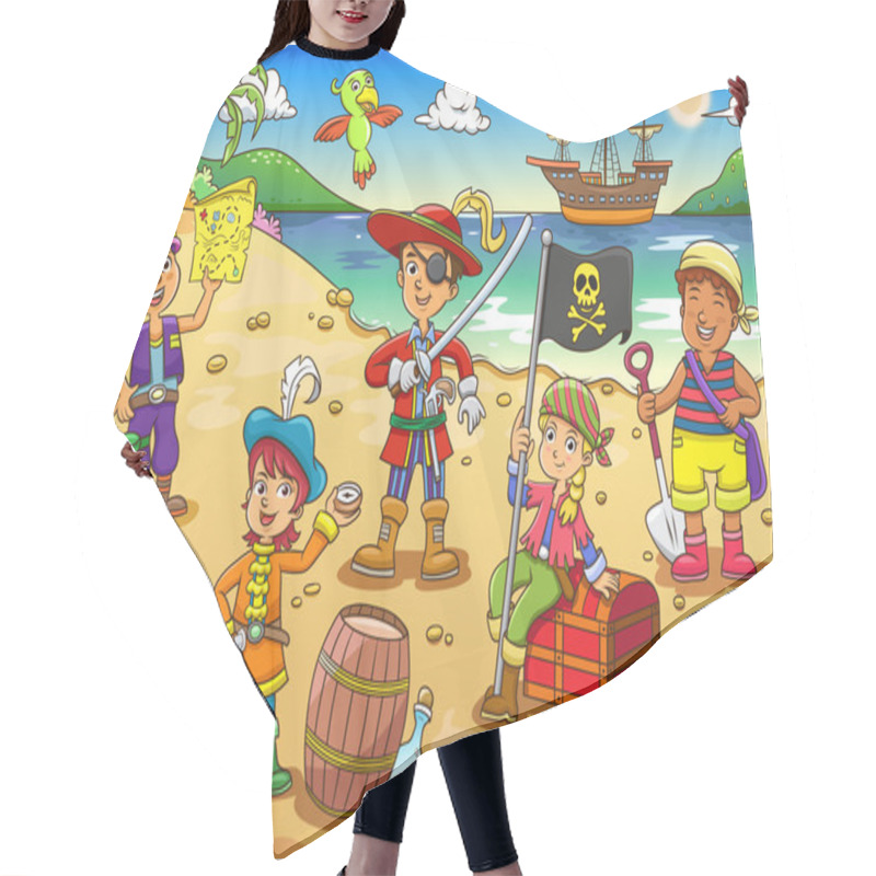 Personality  Illustration Of Pirate Child Cartoon. Hair Cutting Cape