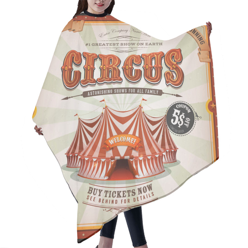 Personality  Retro Vertical Circus Poster Background, With Marquee, Big Top, Elegant Titles And Grunge Texture For Arts Festival Events And Entertainment Background Hair Cutting Cape