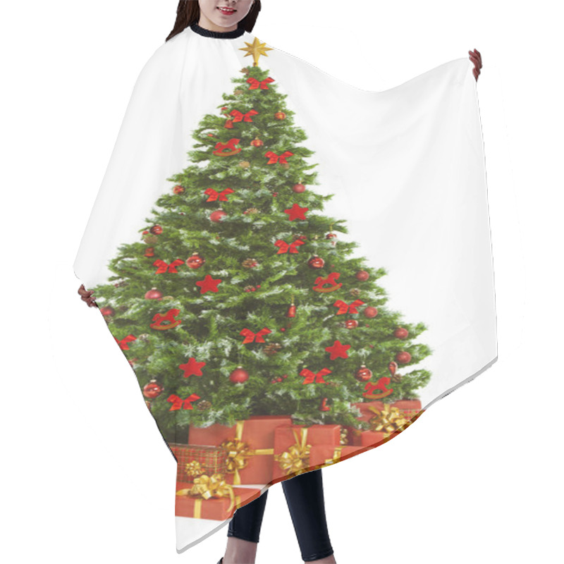 Personality  Christmas Tree And Presents Gifts, Decorated Xmas Tree, White Hair Cutting Cape