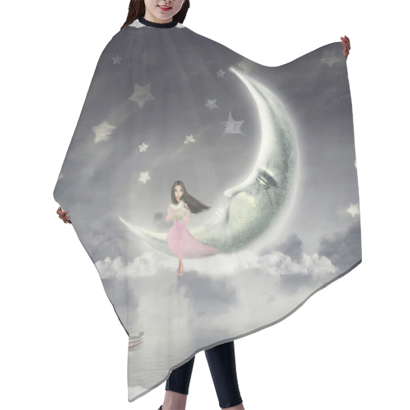 Personality  The Illustration Shows The Girl Who Admires The Star Sky Hair Cutting Cape