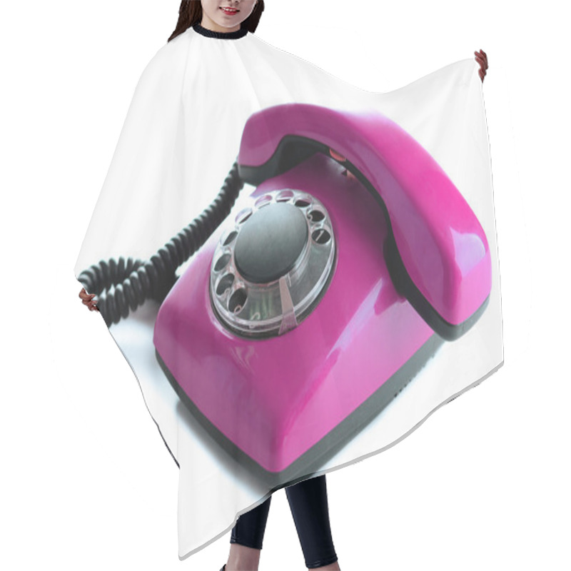 Personality  Purple Retro Telephone, Isolated On White Hair Cutting Cape