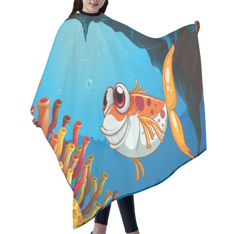 Personality  A Smiling Fish Under The Sea Inside The Cave Hair Cutting Cape