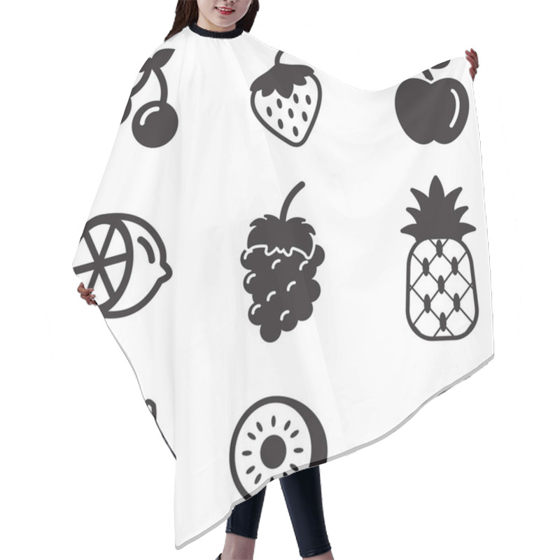 Personality  Fruit Icons Black & White Hair Cutting Cape