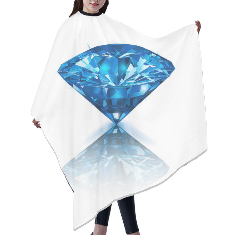 Personality  Beautiful Blue Gemstone Sapphire On White Background. Vector Illustration. Hair Cutting Cape