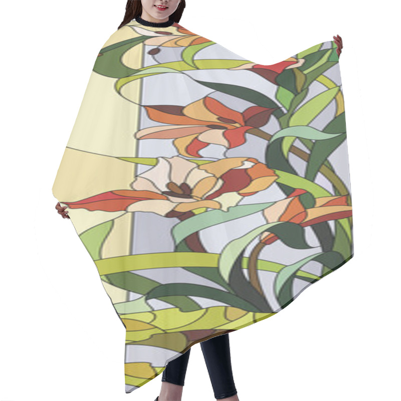 Personality  Stained Glass Window With Gladioli Hair Cutting Cape