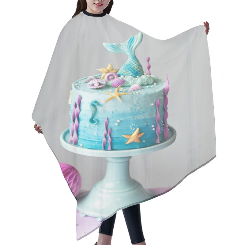 Personality  Mermaid Birthday Cake Hair Cutting Cape