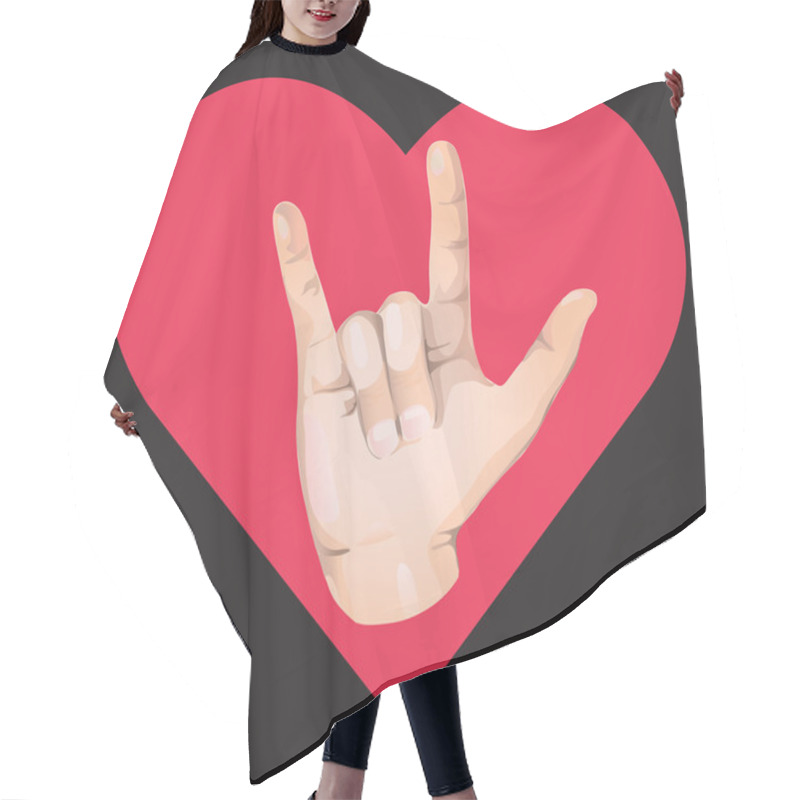 Personality  Hands Love Sign Vector Hair Cutting Cape