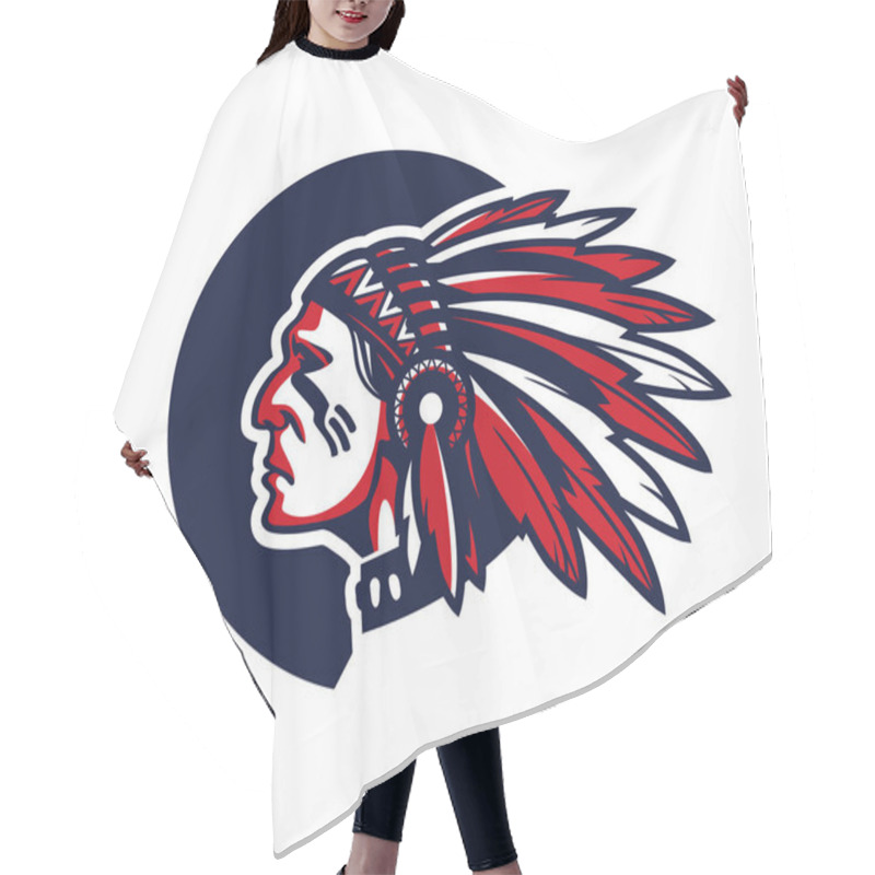 Personality  Face Of Indian Chief. Vector Illustration Hair Cutting Cape