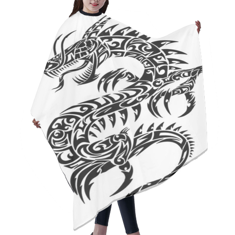 Personality  Iconic Dragon Tribal Tattoo Vector Illustration Hair Cutting Cape