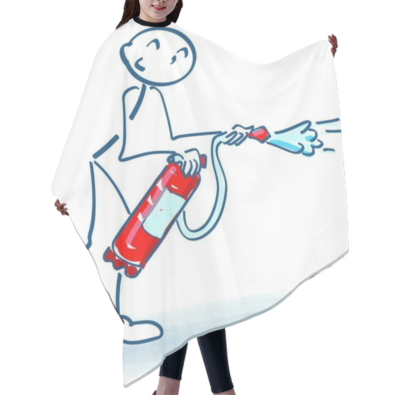 Personality  Stick Figure With Fire Extinguishers In Fire-fighting Hair Cutting Cape