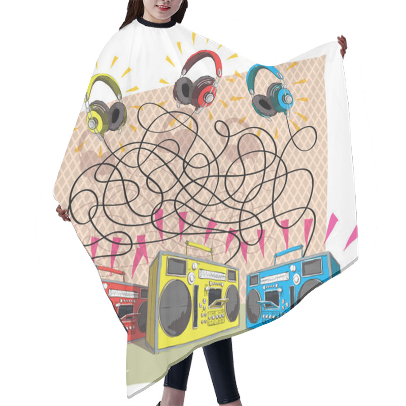 Personality  Headphones Maze Game Hair Cutting Cape